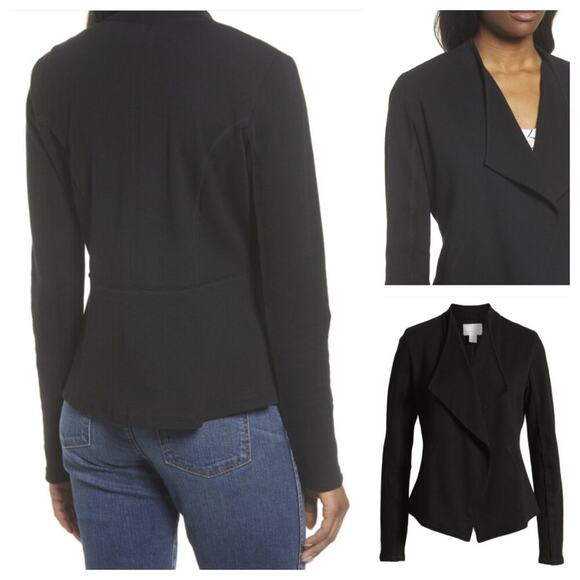 NWT Caslon Women's Drape Collar Knit Blazer Black Size 1X - Picture 2 of 11